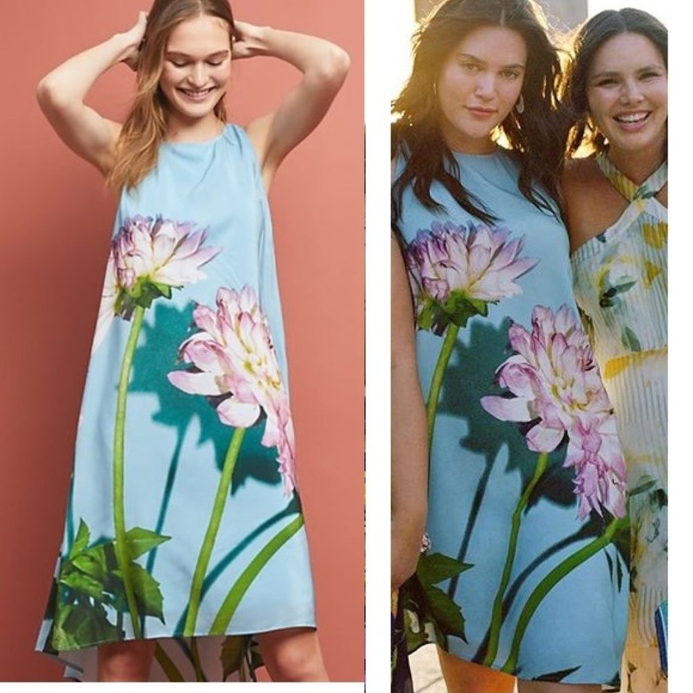 new Anthropologie Photorealistic Silk Dress